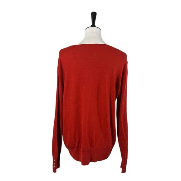 Dressbarn Sweater Scoop Neck Button Sleeves Burnt Deep Orange Women’s Size XL - Picture 4 of 11